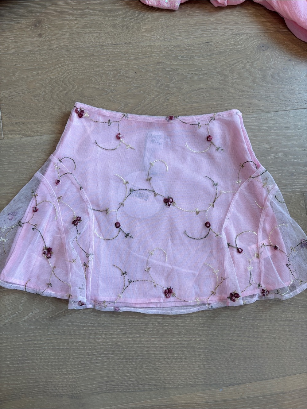 Princess Polly Pink Floral Mesh Skirt